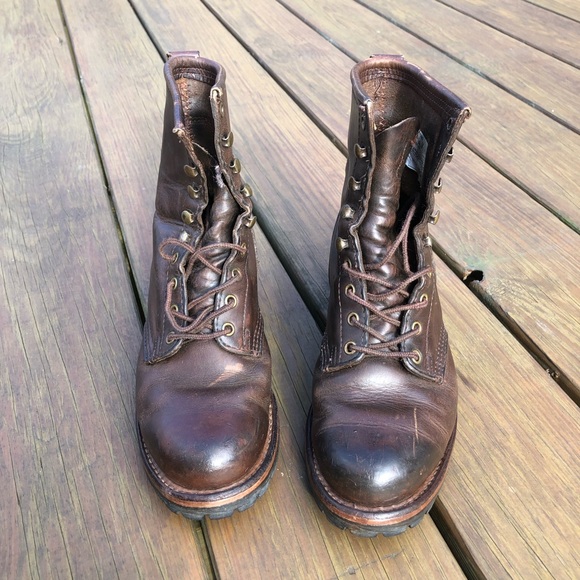 Frye Brown Lace Up Boots with High Ankle Support - Picture 2 of 8